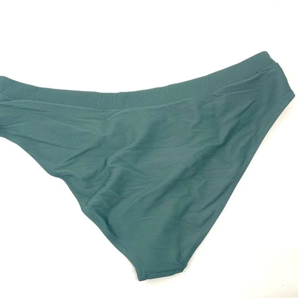 NEW J. Crew Ribbed Cross-front Cheeky Bikini Bottom, Green, Women's 3X BE812 $59